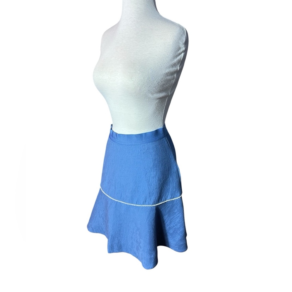 Sandro Paris Elegant Blue Women's Fit & Flare Mini Skirt With Pearl Detailing - Picture 4 of 11